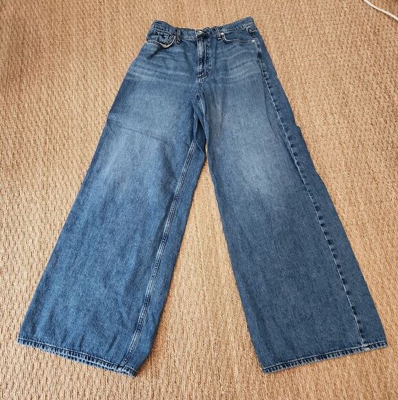 rag & bone Denim - Rag & Bone Wide Leg Blue Denim Jeans Size 28